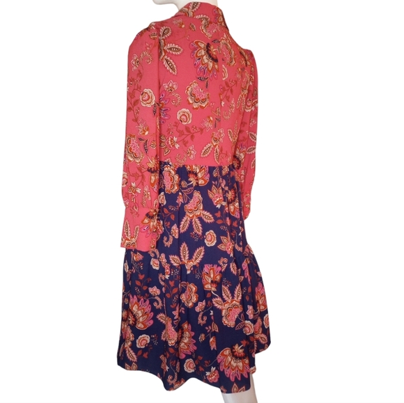 Vince Camuto Women Dress V-Neck Mixed Florals Lined Long Sleeves Gold Buttons 2 - Picture 7 of 17